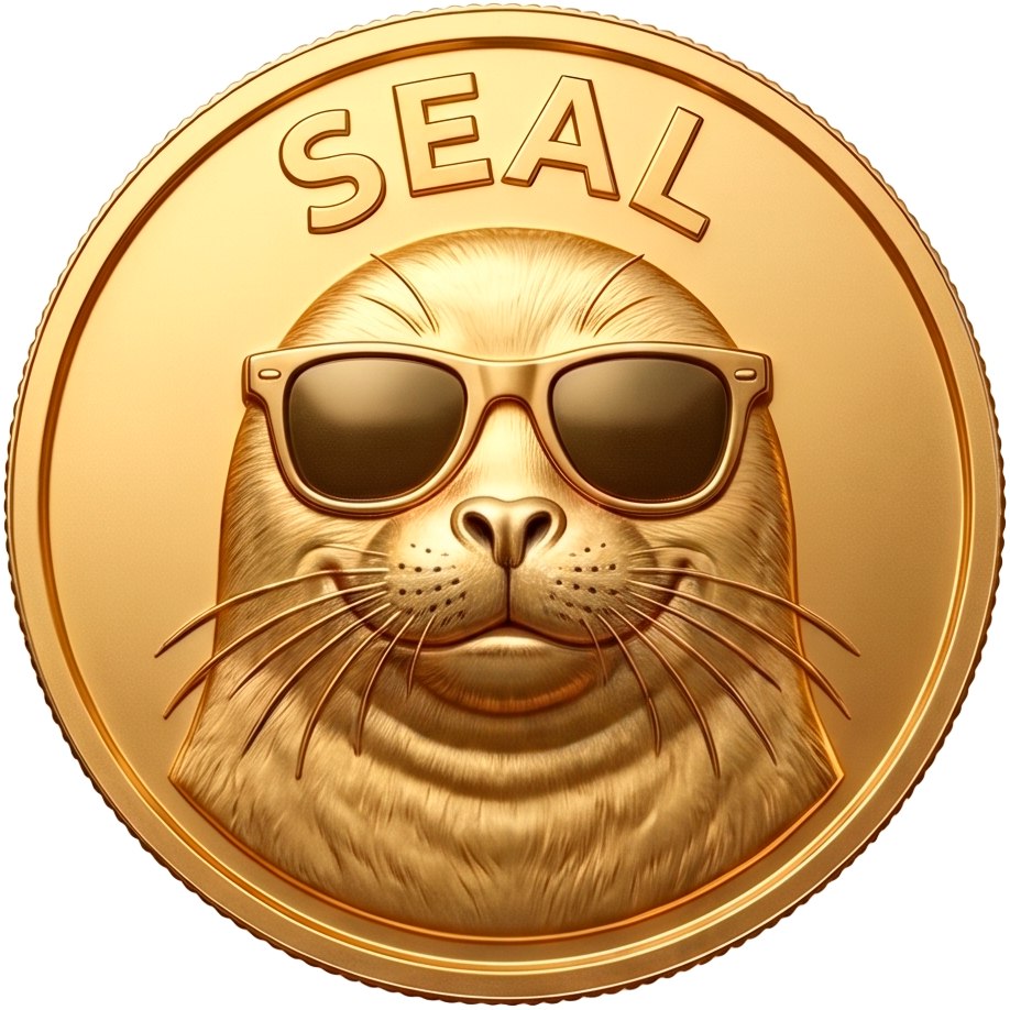 Crypto Paradise SEAL gold coin logo